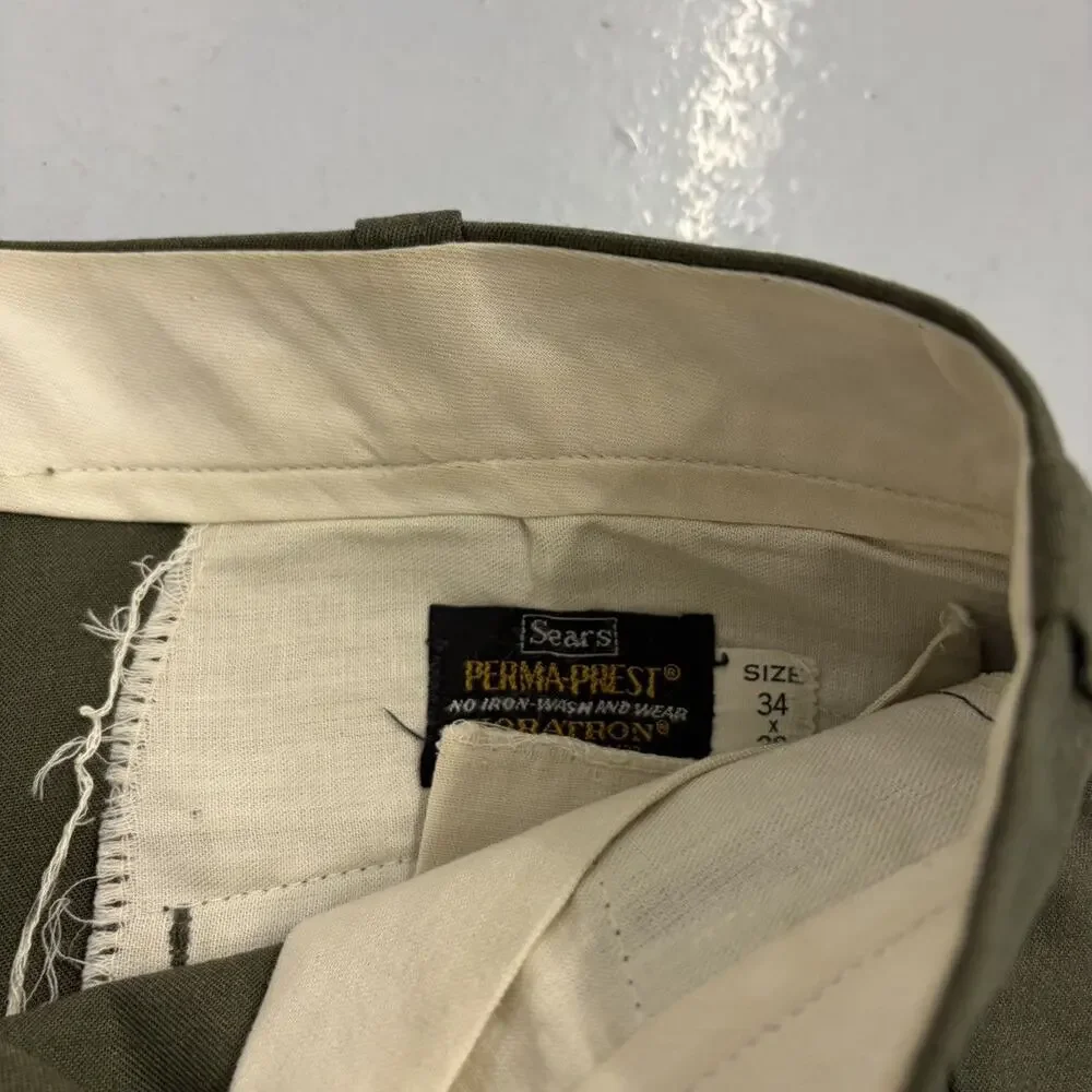 Vintage 60s Sears Green Sanforized Workwear Chinos 34x28